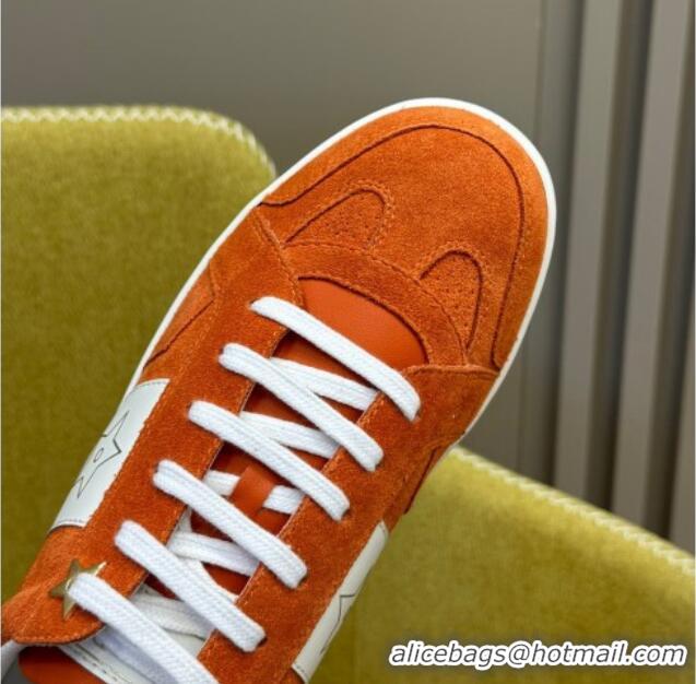 Low Cost Dior Star Sneakers in Suede and White Calfskin Orange 214057