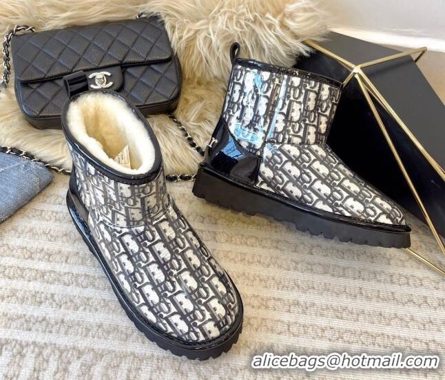 Good Quality Dior PVC Snow Boots with Oblique Embroidery Black 218115