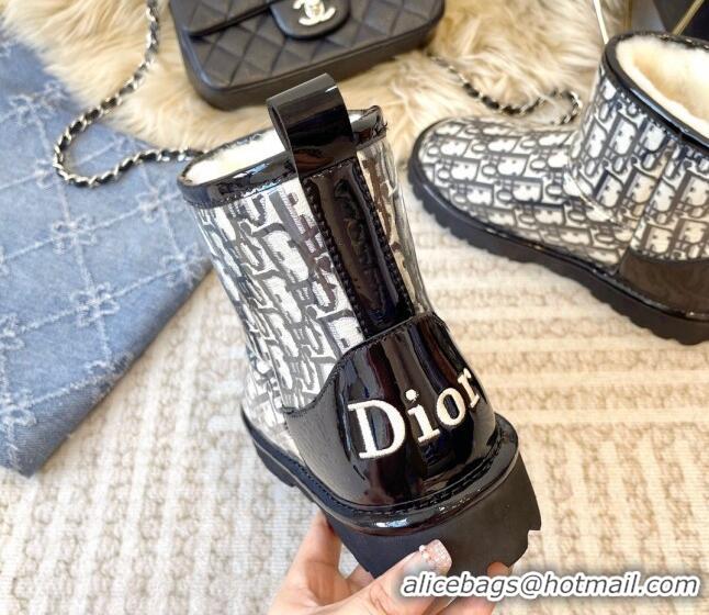 Good Quality Dior PVC Snow Boots with Oblique Embroidery Black 218115