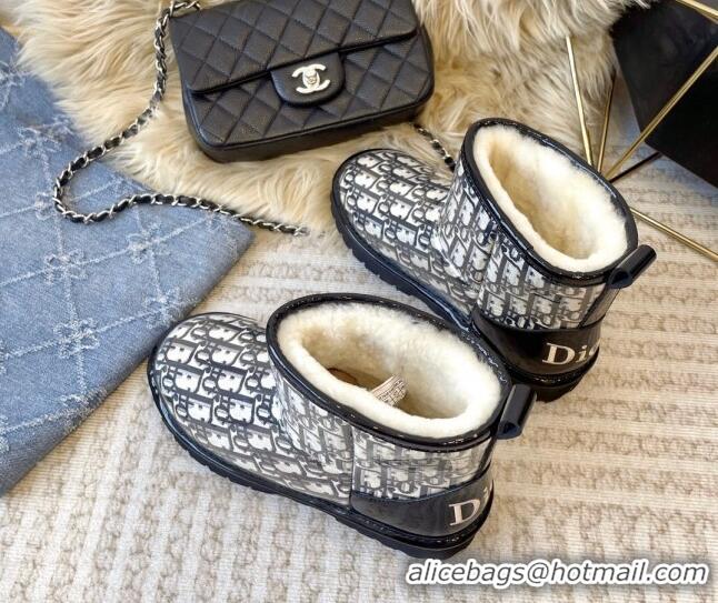 Good Quality Dior PVC Snow Boots with Oblique Embroidery Black 218115