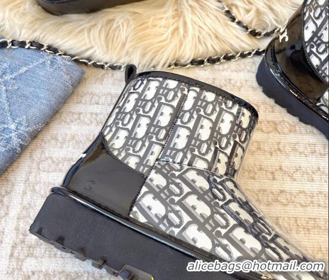 Good Quality Dior PVC Snow Boots with Oblique Embroidery Black 218115