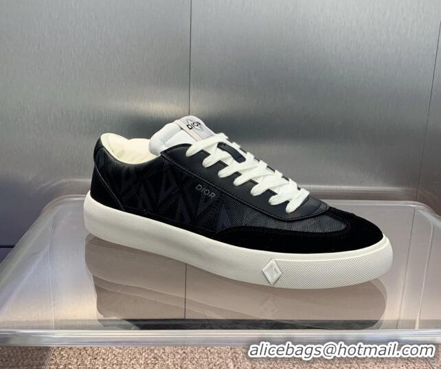 Grade Dior Men's B101 Sneakers in CD Canvas and Leather Black/White 06005