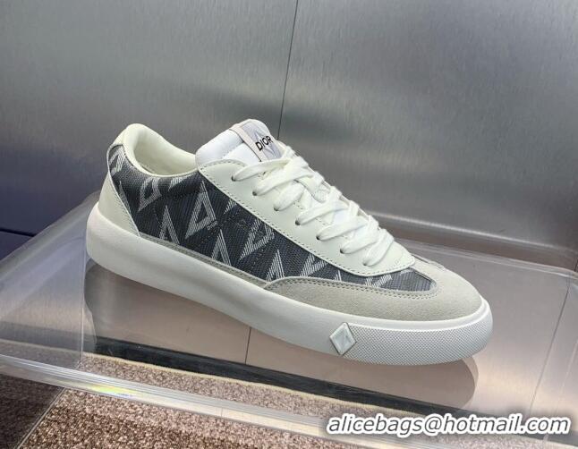 Best Grade Dior Men's B101 Sneakers in CD Canvas and Leather Grey/White 0106009