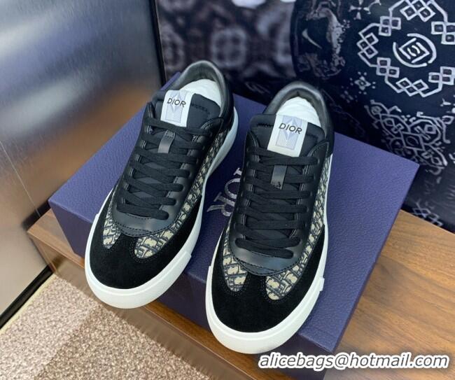 Perfect Dior Men's B101 Sneakers in Oblique Dior Canvas and Leather Black 106012