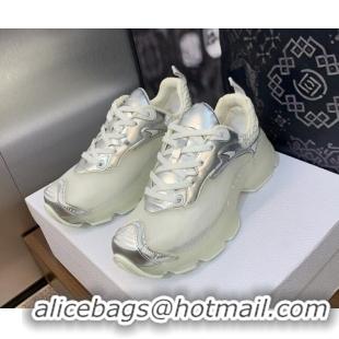 Good Quality Dior Vibe Sneakers in Silver Leather and Transparent Rubber 2106022