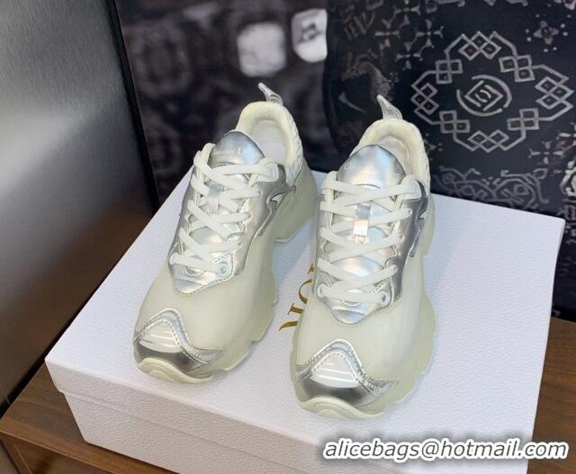 Good Quality Dior Vibe Sneakers in Silver Leather and Transparent Rubber 2106022