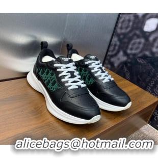 Good Looking Dior Men's B25 Runner Sneakers in Smooth Calfskin and Dior Oblique Jacquard Black/Green 2106026