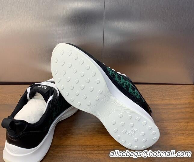 Good Looking Dior Men's B25 Runner Sneakers in Smooth Calfskin and Dior Oblique Jacquard Black/Green 2106026