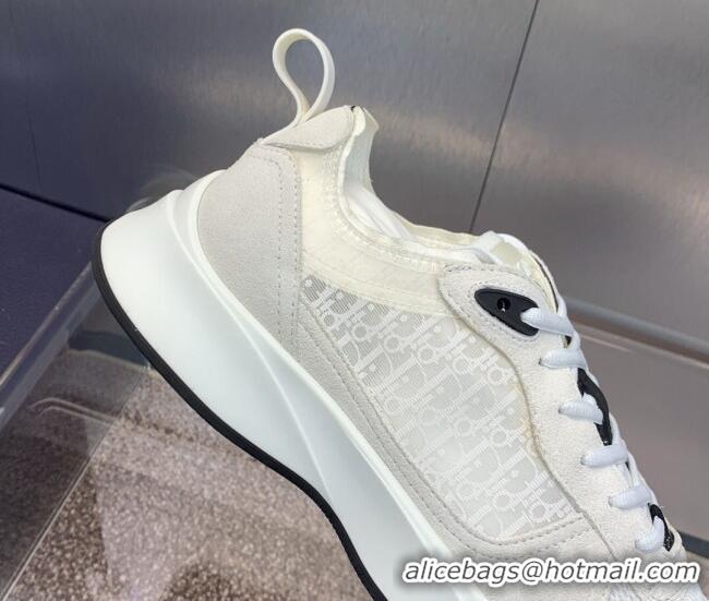 Popular Style Dior Men's B25 Runner Sneakers in Suede and Technical Mesh with Dior Oblique Canvas White 2106031