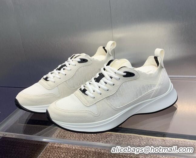 Popular Style Dior Men's B25 Runner Sneakers in Suede and Technical Mesh with Dior Oblique Canvas White 2106031