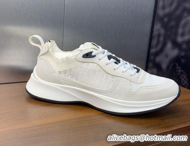 Popular Style Dior Men's B25 Runner Sneakers in Suede and Technical Mesh with Dior Oblique Canvas White 2106031