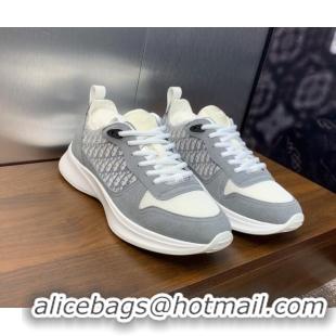 Most Popular Dior Men's B25 Runner Sneakers in Suede and Technical Mesh with Dior Oblique Canvas Light Grey 206032