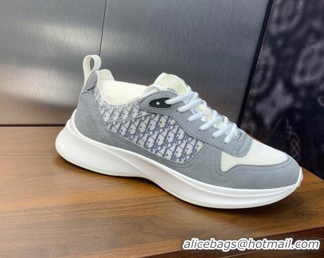 Most Popular Dior Men's B25 Runner Sneakers in Suede and Technical Mesh with Dior Oblique Canvas Light Grey 206032