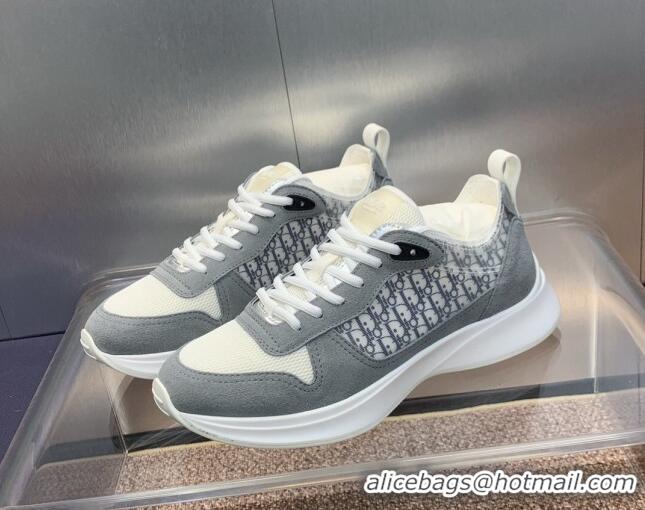 Most Popular Dior Men's B25 Runner Sneakers in Suede and Technical Mesh with Dior Oblique Canvas Light Grey 206032