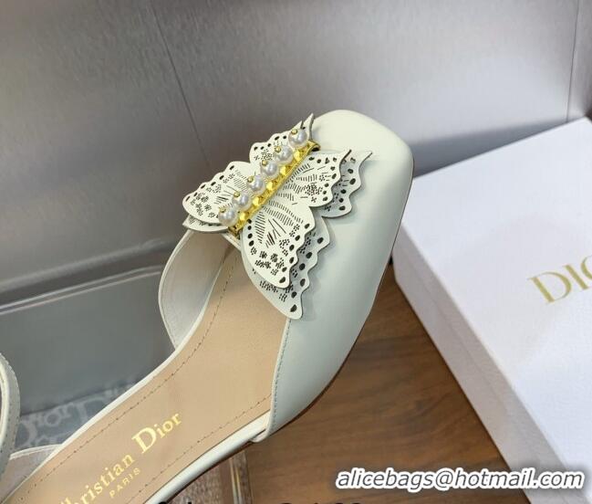 Big Discount Dior Tale Pumps 3.5cm in Supple Calfskin and Pearls Butterfly White 206036