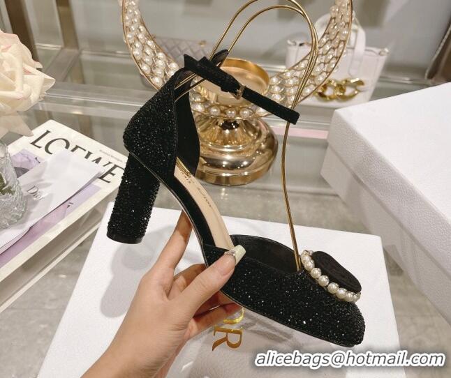 Big Discount Dior Rose Pumps 3.5cm in Suede with Strass and White Resin Pearls Black 206044