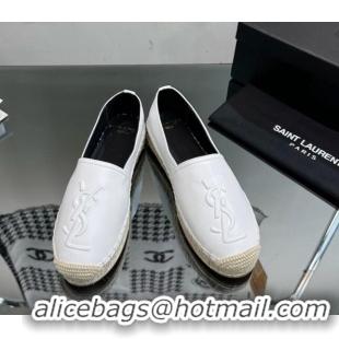 Popular Style Saint Laurent YSL Leather Espadrilles White 205087