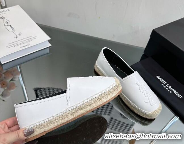 Popular Style Saint Laurent YSL Leather Espadrilles White 205087