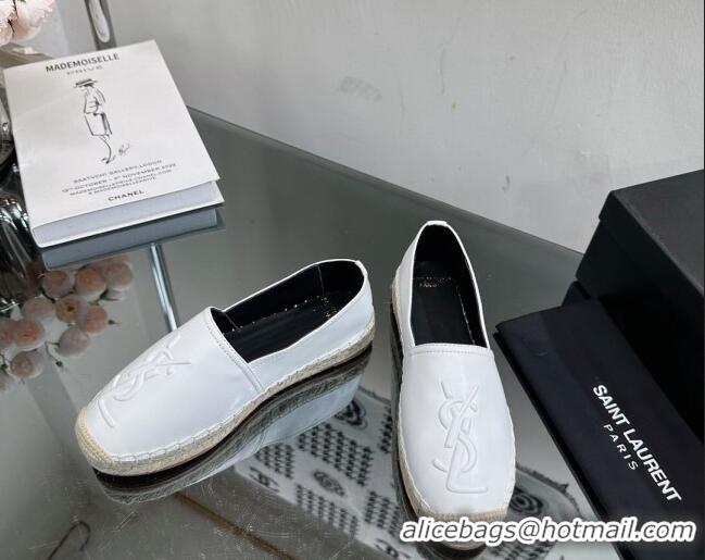 Popular Style Saint Laurent YSL Leather Espadrilles White 205087