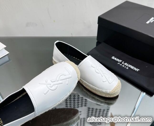 Popular Style Saint Laurent YSL Leather Espadrilles White 205087