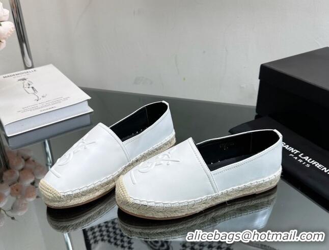 Popular Style Saint Laurent YSL Leather Espadrilles White 205087