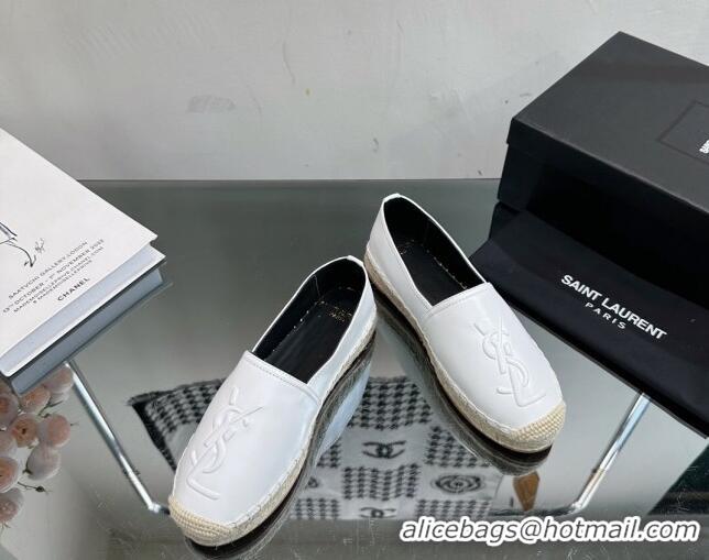 Popular Style Saint Laurent YSL Leather Espadrilles White 205087