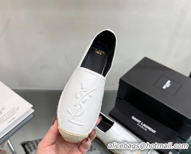 Popular Style Saint Laurent YSL Leather Espadrilles White 205087