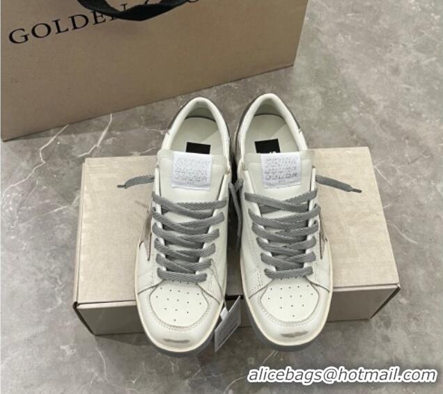 Grade Quality Golden Goose Stardan sneakers with silver metallic leather star and heel tab 105020