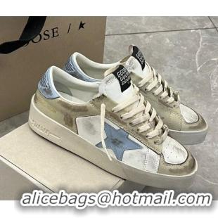 Pretty Style Golden Goose Stardan sneakers in white and gold leather with blue star and heel tab 0105022