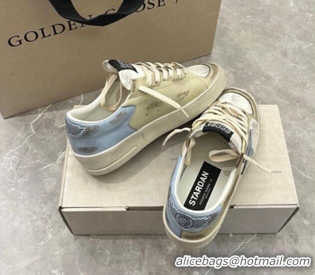 Pretty Style Golden Goose Stardan sneakers in white and gold leather with blue star and heel tab 0105022