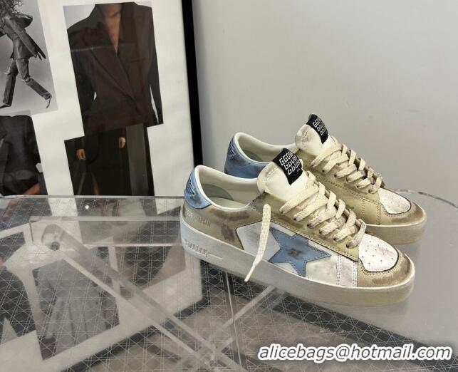 Pretty Style Golden Goose Stardan sneakers in white and gold leather with blue star and heel tab 0105022