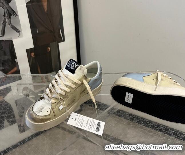 Pretty Style Golden Goose Stardan sneakers in white and gold leather with blue star and heel tab 0105022