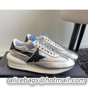 Good Looking Golden Goose women’s Marathon sneakers 4.5cm with silver ripstop nylon upper and black star 105024