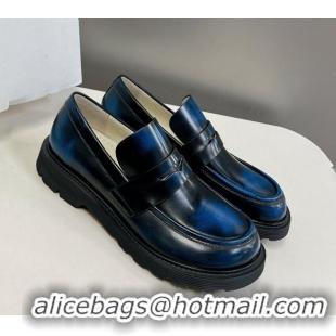 Best Price Loewe Blaze loafers in bicolour brushed-off calfskin Royal Blue/Black 1205070