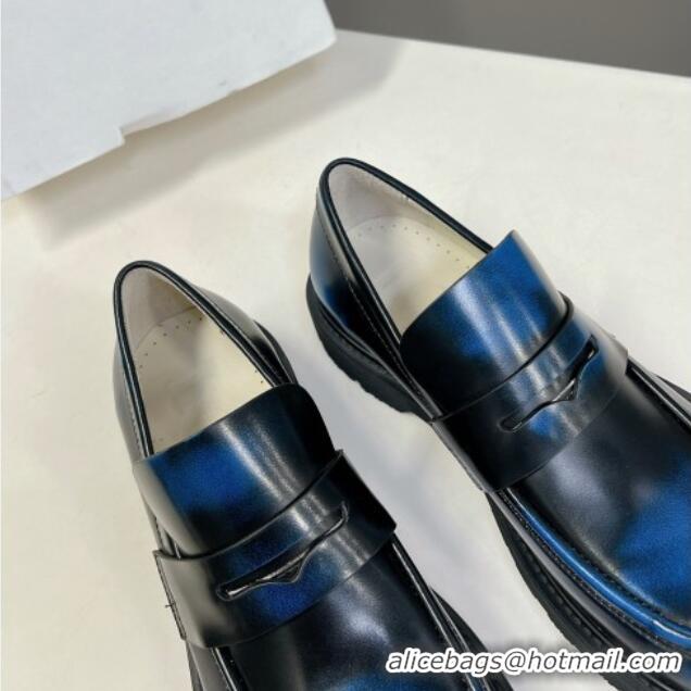 Best Price Loewe Blaze loafers in bicolour brushed-off calfskin Royal Blue/Black 1205070