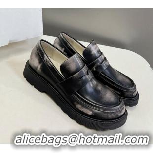 Sophisticated Loewe Blaze loafers in bicolour brushed-off calfskin Grey/Black 205071