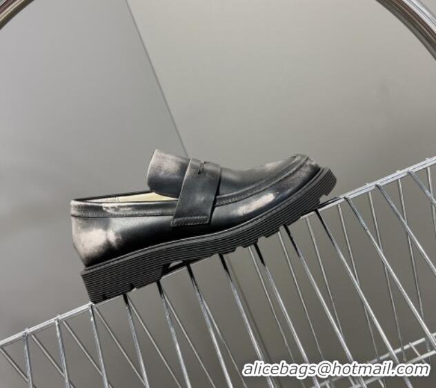 Sophisticated Loewe Blaze loafers in bicolour brushed-off calfskin Grey/Black 205071