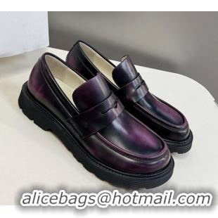 Perfect Loewe Blaze loafers in bicolour brushed-off calfskin Purple/Black 205072