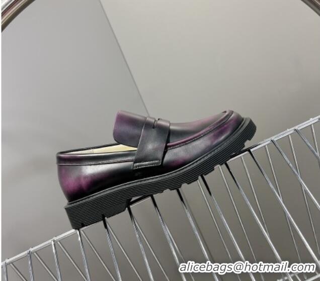 Perfect Loewe Blaze loafers in bicolour brushed-off calfskin Purple/Black 205072