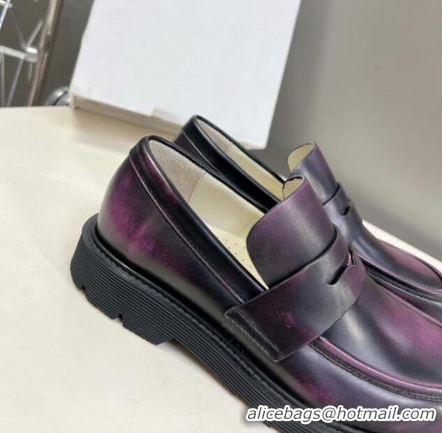 Perfect Loewe Blaze loafers in bicolour brushed-off calfskin Purple/Black 205072