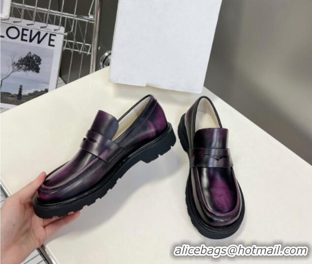 Perfect Loewe Blaze loafers in bicolour brushed-off calfskin Purple/Black 205072