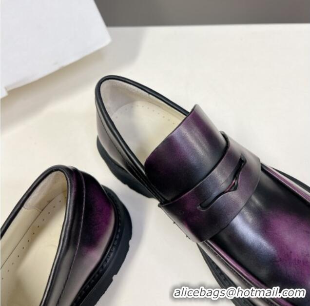 Perfect Loewe Blaze loafers in bicolour brushed-off calfskin Purple/Black 205072