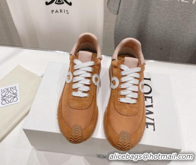 AAAAA Loewe Flow Runner Sneakers in Nylon and Suede Brown 205077