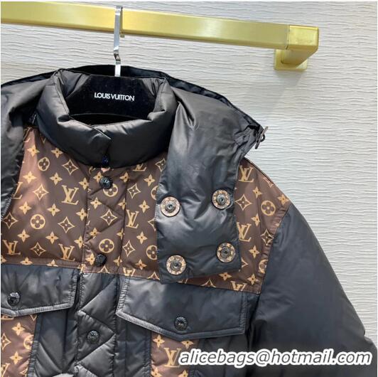 Buy Discount Louis Vuitton Monogram Accent Padded Jacket LV4510 Black/Brown