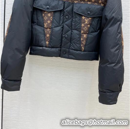 Buy Discount Louis Vuitton Monogram Accent Padded Jacket LV4510 Black/Brown