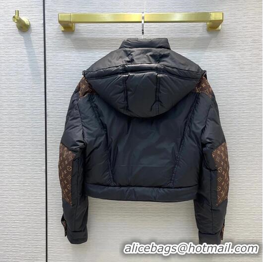 Buy Discount Louis Vuitton Monogram Accent Padded Jacket LV4510 Black/Brown