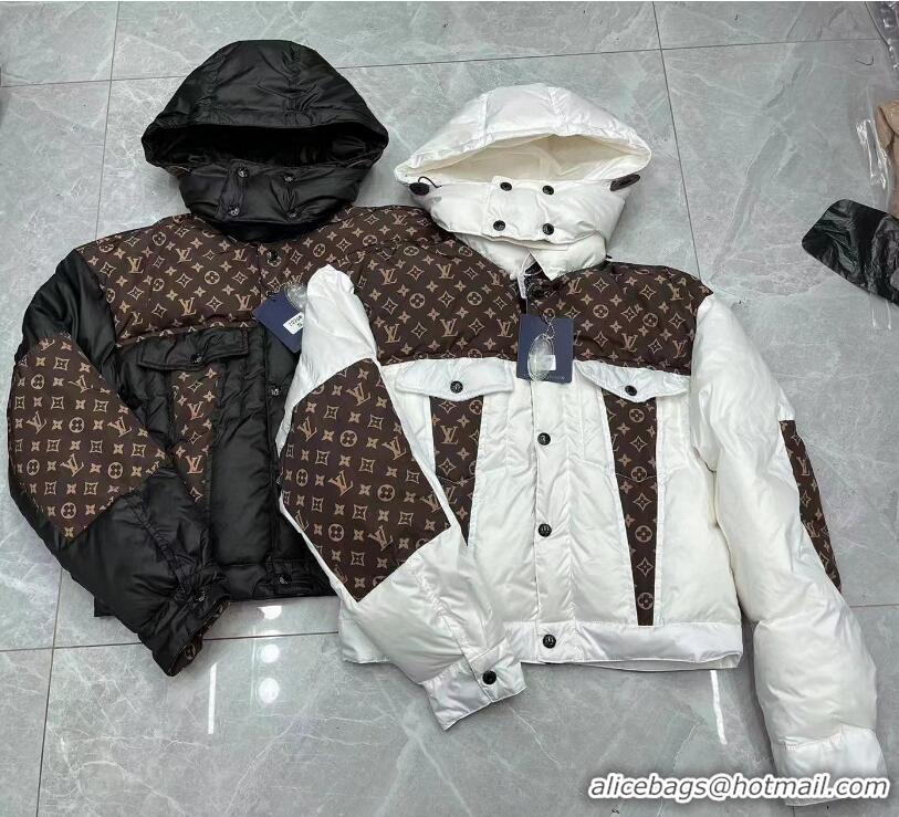 Buy Discount Louis Vuitton Monogram Accent Padded Jacket LV4510 Black/Brown