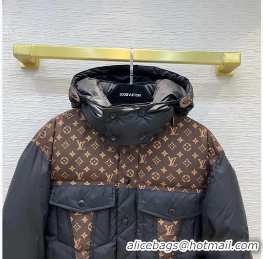 Buy Discount Louis Vuitton Monogram Accent Padded Jacket LV4510 Black/Brown