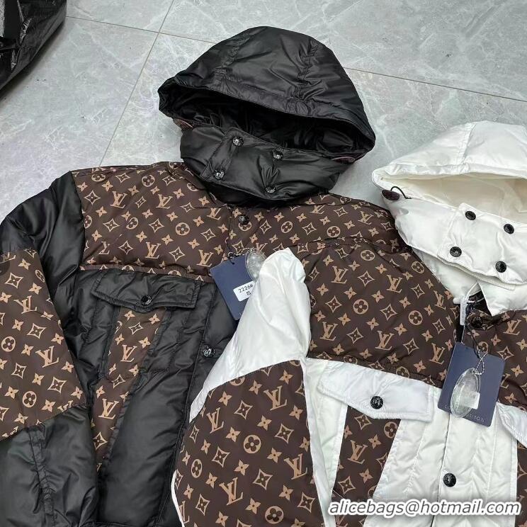 Buy Discount Louis Vuitton Monogram Accent Padded Jacket LV4510 Black/Brown