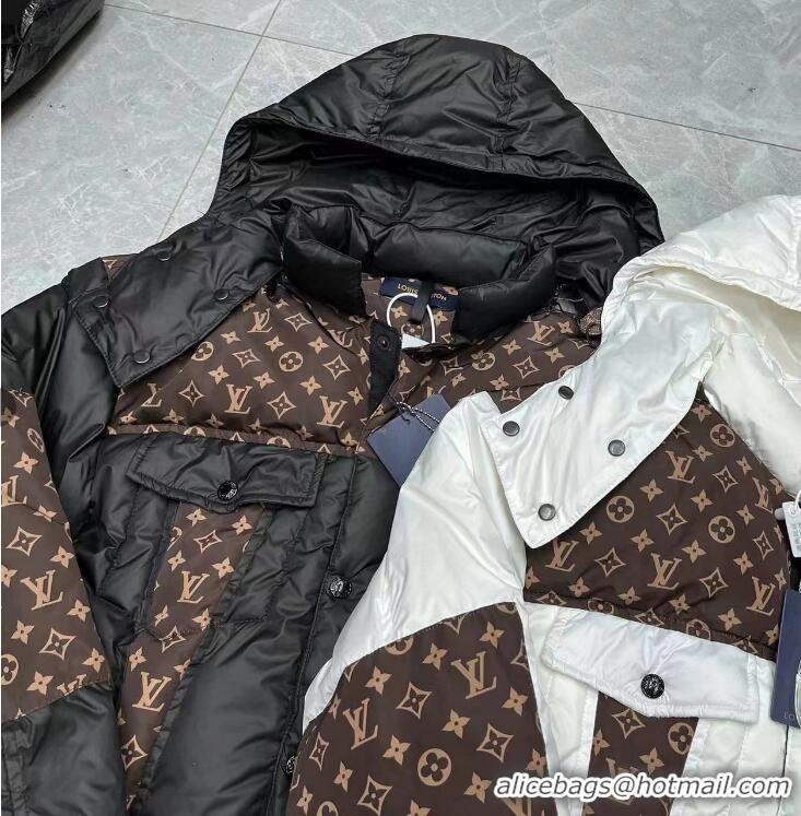 Buy Discount Louis Vuitton Monogram Accent Padded Jacket LV4510 Black/Brown